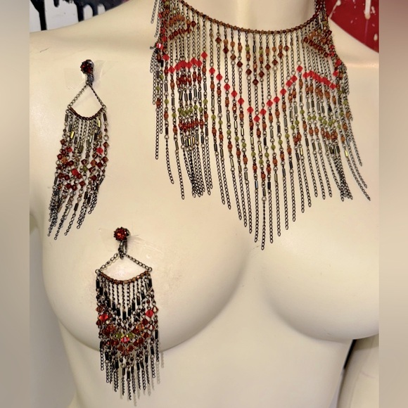 Erickson Beamon Celeb designer tassels&multicolor crystals...